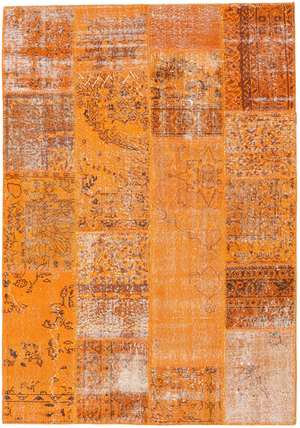 Patchwork Koberec 161X231 Moderní Ručně Tkaný Oranžová/Světle Hnědá (Vlna, Turecko)