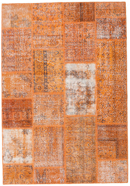 Patchwork Tapis 161X232 Moderne Fait Main Marron Clair/Orange (Laine, Turquie)