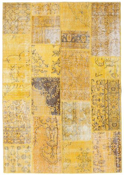 Patchwork Covor 162X233 Modern Lucrat Manual Galben/Maro Deschis (Lână, Turcia)