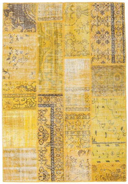 Patchwork Sag 140X204 Autentični
 Moderni Ručno Uzlan Žuta (Vuna, Turska)