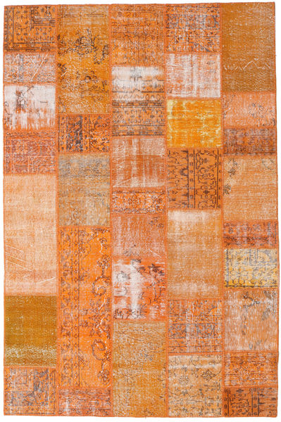 Patchwork Matto 199X303 Moderni Käsinsolmittu Oranssi/Vaaleanruskea (Villa, Turkki)