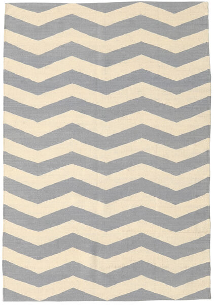 キリム モダン 絨毯 124X178 モダン 手織り 薄い灰色/ベージュ (ウール, インド)