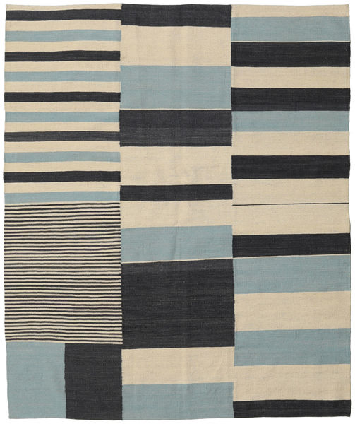 キリム モダン 絨毯 163X195 モダン 手織り 濃いグレー/薄茶色 (ウール, インド)