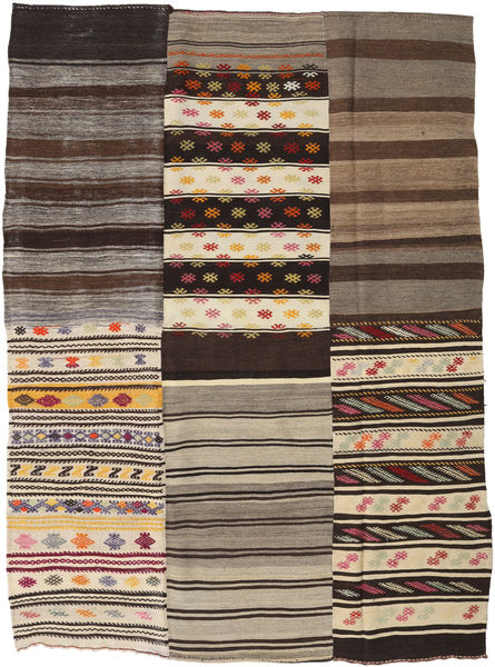 Kilim Patchwork Tapete 206X284 Moderno Tecidos À Mão Castanho Claro/Vermelho Escuro (Lã, Turquia)