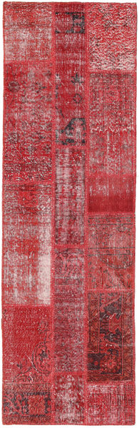 Patchwork Rug 80X257 Authentic
 Modern Handknotted Hallway Runner
 Dark Red/Crimson Red (Wool, Turkey)