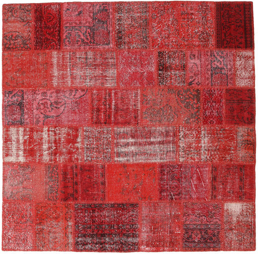 Patchwork Tappeto 203X205 Moderno Fatto A Mano Quadrato Rosso Scuro/Rosso (Lana, Turchia)