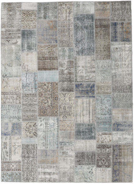 Patchwork Matta 253X353 Äkta Modern Handknuten Ljusgrå/Mörkgrå Stor (Ull, Turkiet)