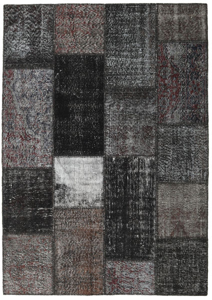 Patchwork Tapis 162X230 Moderne Fait Main Gris Foncé/Noir (Laine, Turquie)