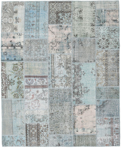Patchwork Tapete 202X248 Moderno Feito A Mão Cinzento Claro/Azul Turquesa (Lã, Turquia)
