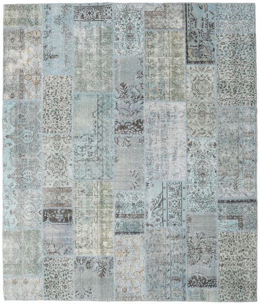 Patchwork Tapete 252X297 Moderno Feito A Mão Cinzento Claro/Azul Turquesa Grande (Lã, Turquia)