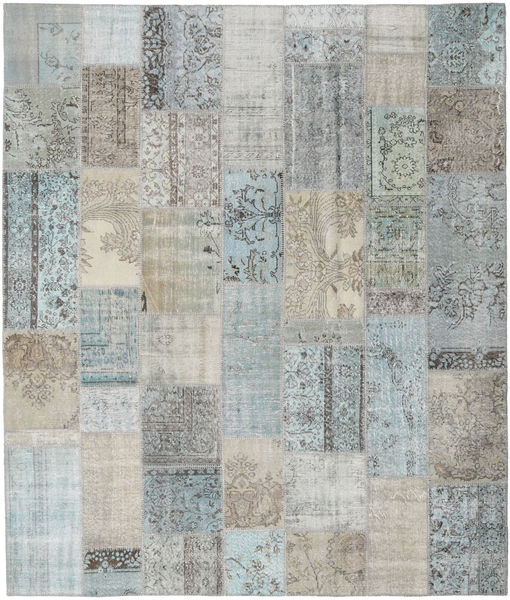 Patchwork Tapete 252X297 Moderno Feito A Mão Cinzento Claro/Verde Claro Grande (Lã, Turquia)
