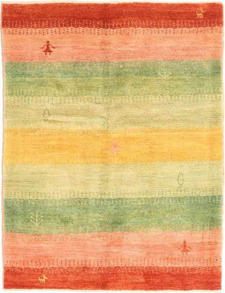 Gabbeh Persia Tæppe 105X139 Ægte Moderne Håndknyttet Orange/Mørk Beige (Uld, Persien/Iran)