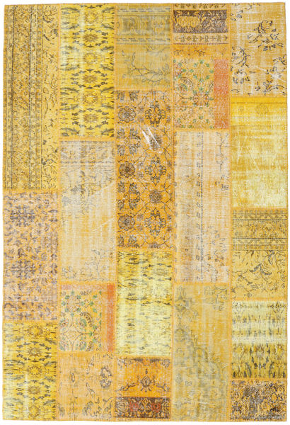 Patchwork Χαλι 201X295 Σύγχρονα Χειροποιητο Κίτρινος/Ανοιχτό Καφέ (Μαλλί, Τουρκικά)