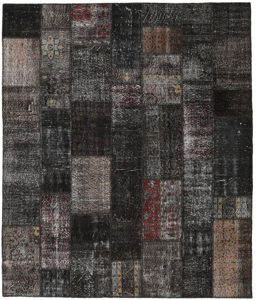 Patchwork Tapete 252X298 Moderno Feito A Mão Preto/Cinza Escuro Grande (Lã, Turquia)