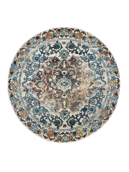 Cheverny - Azul/Cream Tapete Ø 200 Moderno Redondo Cinza Escuro/Castanho Claro ( Turquia)
