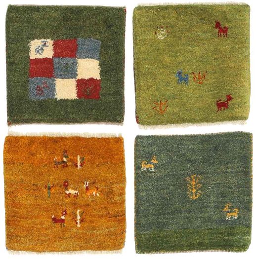 Gabbeh Persisch Teppich
 40X40 Echter Moderner Handgeknüpfter Quadratisch Dunkelgrün/Dunkelgrau (Wolle, Persien/Iran)