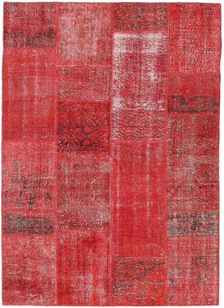 Patchwork Alfombra 161X226 Moderna Hecha A Mano Rojo Oscuro/Óxido/Roja (Lana, Turquía)