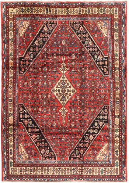 Hamadã Tapete 218X310 Oriental Feito A Mão Vermelho Escuro/Castanho (Lã, Pérsia/Irão)