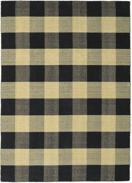 Check Kilim - Schwarz / Gold Teppich CVD18341