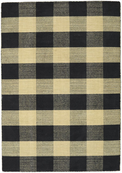 Check Kilim - Schwarz / Gold Teppich CVD18345