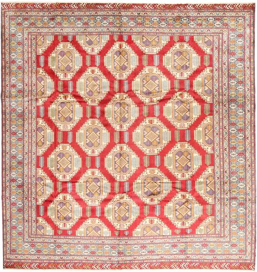 Turcomano Tapete 306X317 Oriental Feito A Mão Quadrado Castanho Claro/Bege Escuro Grande (Lã, Pérsia/Irão)