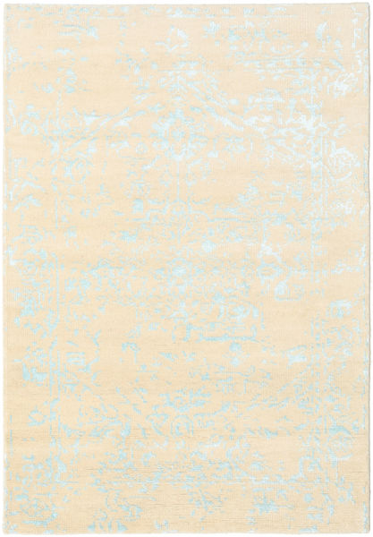 Orient Express - Branco/Azul Tapete 140X200 Moderno Feito A Mão Bege/Amarelo (Lã/Bamboo Seda, Índia)