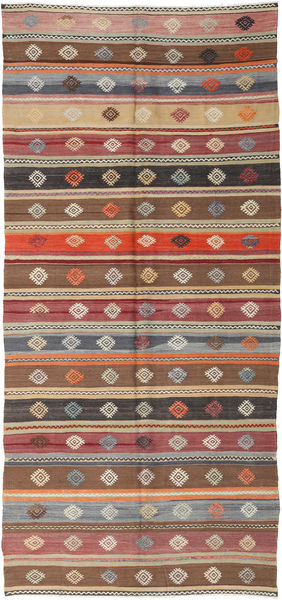 Kilim Turquia Tapete 152X344 Oriental Tecidos À Mão Tapete Passadeira Castanho Claro/Cinzento Claro (Lã, Turquia)