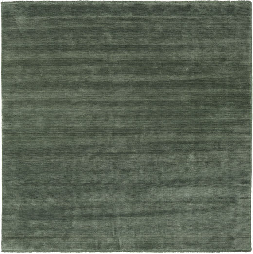 Handloom Fringes - Skogsgrön Matta 250X250 Modern Kvadratisk Mörkgrå/Olivgrön Stor (Ull, Indien)