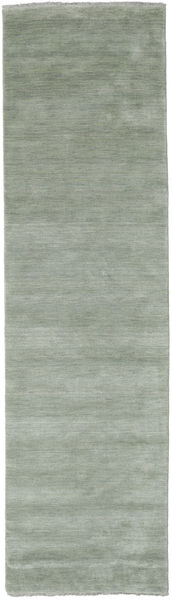 Handloom Fringes - Soft Teal Rug 80X300 Modern Hallway Runner
 Light Grey (Wool, India)