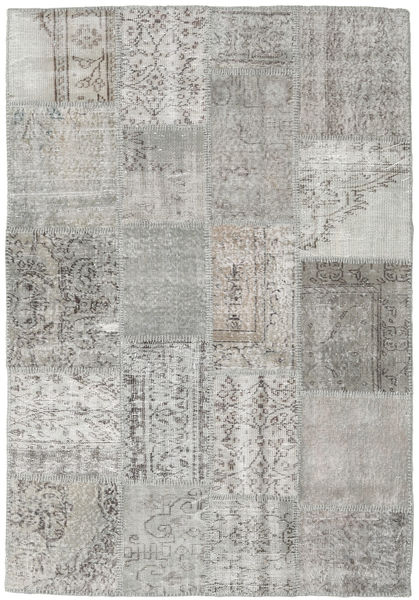 Patchwork Matta 137X200 Äkta Modern Handknuten Ljusgrå/Beige (Ull, Turkiet)