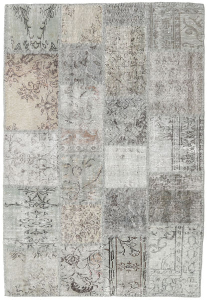 Patchwork Tapis 135X200 Moderne Fait Main Gris Clair/Gris Foncé (Laine, Turquie)