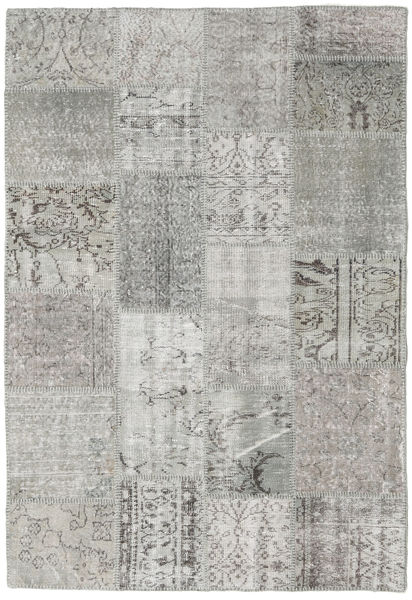 Patchwork Tapete 138X202 Moderno Feito A Mão Cinzento Claro/Bege (Lã, Turquia)