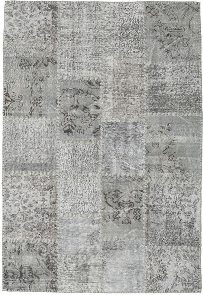 Patchwork Matta 137X203 Äkta Modern Handknuten Ljusgrå/Mörkgrå (Ull, Turkiet)