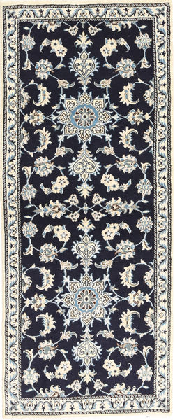 Naïn Tapis 79X198 D'orient Fait Main Tapis Couloir Violet Foncé/Beige (Laine, Perse/Iran)