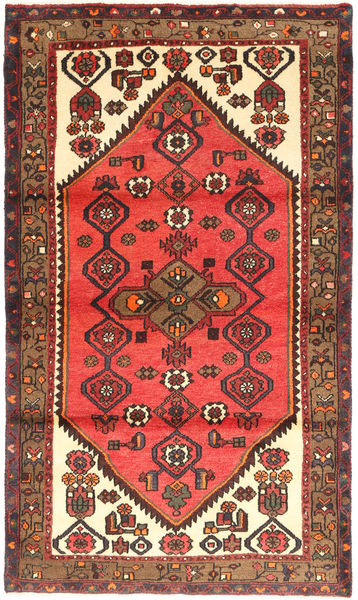 Hamadán Szőnyeg 105X182 Keleti Csomózású Sötétpiros/Sötétbarna (Gyapjú, Perzsia/Irán)