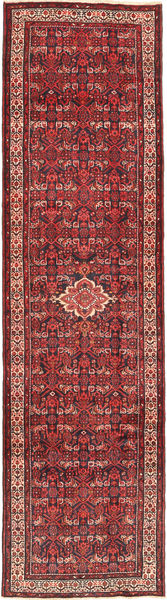 Hosseinabad Matta 108X408 Äkta Orientalisk Handknuten Hallmatta Mörkröd/Brun (Ull, Persien/Iran)
