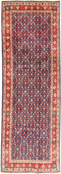 Hamadan Rug 112X322 Authentic
 Oriental Handknotted Hallway Runner
 Dark Purple/Purple (Wool, Persia/Iran)