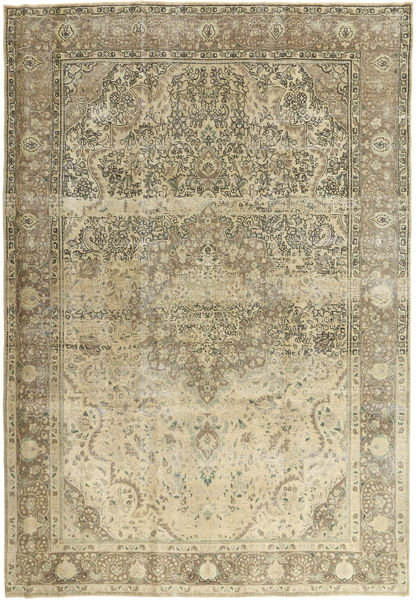 Colored Vintage Rug 240X347 Authentic
 Modern Handknotted Olive Green/Dark Beige (Wool, Persia/Iran)