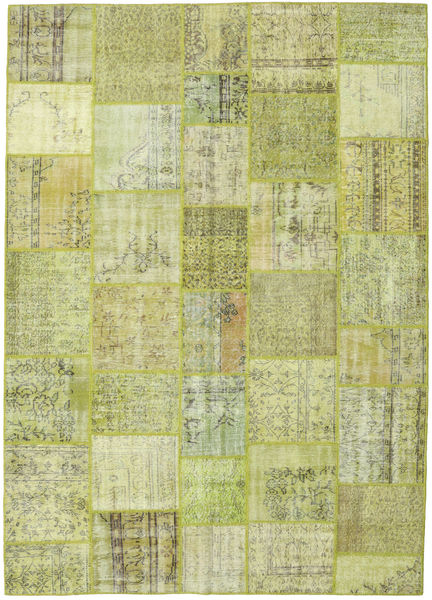 Лоскутные Ковер 251X351 Современный Ковры Ручной Работы Светло-Зеленый Большой (Шерсть, Турция)