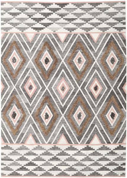 Yllen - Rosa Tæppe 250X350 Ægte Moderne Håndvævet Lysegrå/Beige Stort (Uld, Indien)