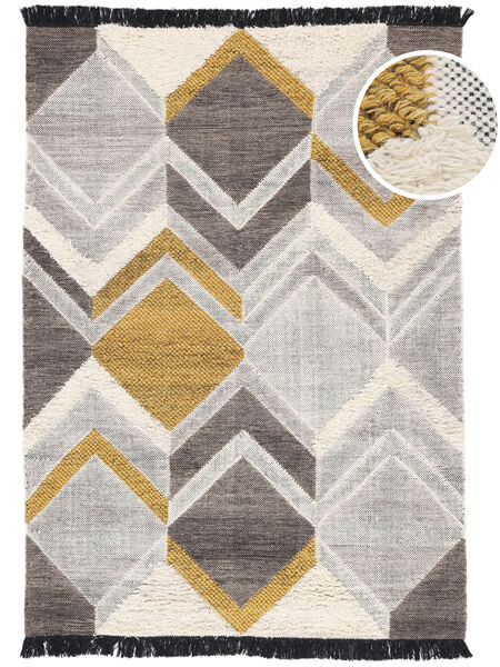 Silvana - Gull Teppe 160X230 Ekte Moderne Håndvevd Lys Grå/Mørk Beige (Ull, India)