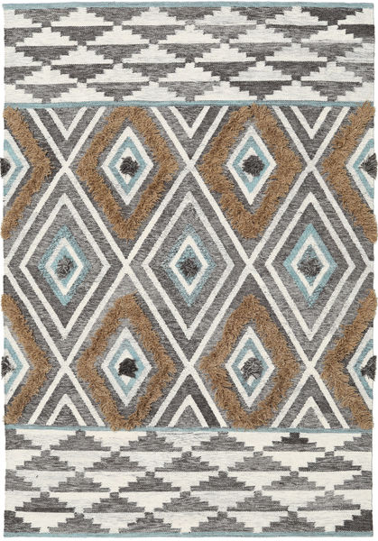 Yllen - Teal Teppe 160X230 Ekte Moderne Håndvevd Lys Grå/Mørk Beige (Ull, India)