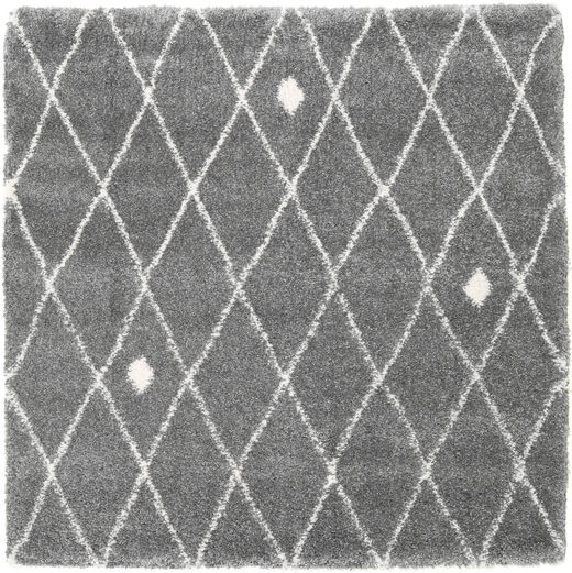 샤기 Zanjan - 회색/Off-흰색 러그 200X200 모던 사각형 다크 그레이/라이트 그레이 ( 터키)
