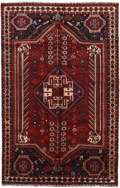 Shiraz Tapete 159X243 Oriental Feito A Mão Castanho Escuro/Vermelho Escuro (Lã, Pérsia/Irão)
