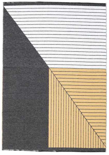 Diagonal - Sort/Gul Tæppe 150X210 Moderne Mørkegrå/Beige ( Sverige)