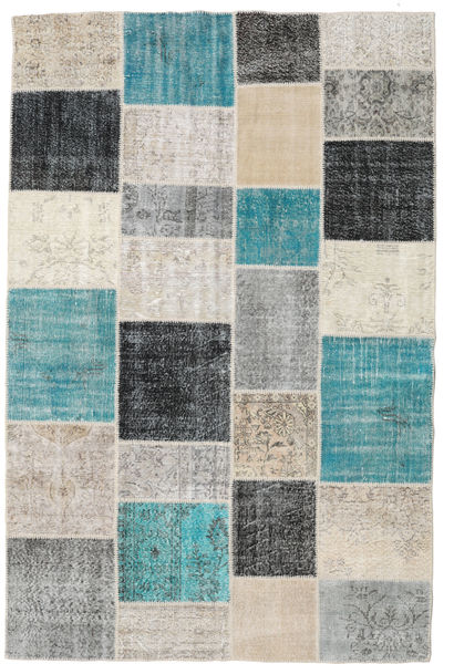 Patchwork Χαλι 197X301 Σύγχρονα Χειροποιητο Ανοιχτό Γκρι/Τυρκουάζ Μπλε (Μαλλί, Τουρκικά)
