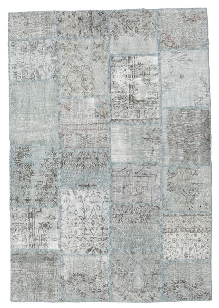 Patchwork Teppe 159X231 Ekte Moderne Håndknyttet Lys Grå/Beige (Ull, Tyrkia)