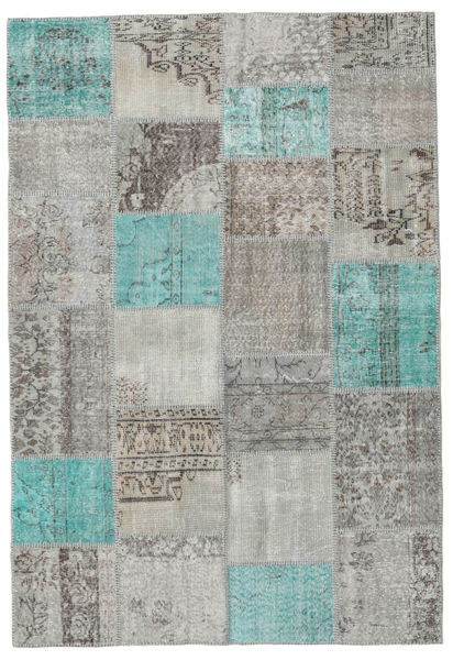 Patchwork Tapis 158X231 Moderne Fait Main Gris Clair/Gris Foncé (Laine, Turquie)