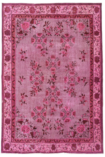 Colored Βιντάζ Relief Χαλι 212X312 Σύγχρονα Χειροποιητο Ροζ/Ανοιχτό Ροζ (Μαλλί, Τουρκικά)