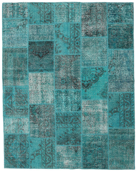 Patchwork Tappeto 198X251 Moderno Fatto A Mano Blu Turchese/Turchese Scuro (Lana, Turchia)